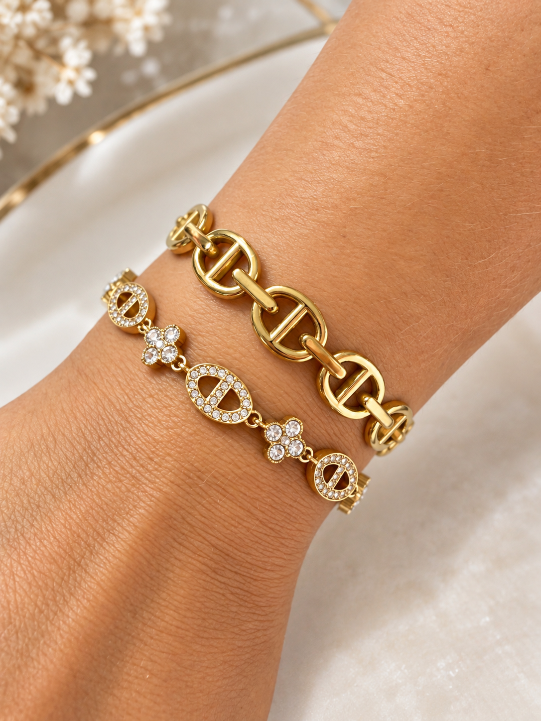 Daisy | Bracelet fleur en acier inoxydable