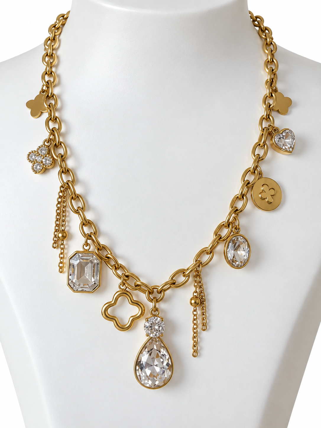 Théa | Collier breloques ovales en acier inoxydable