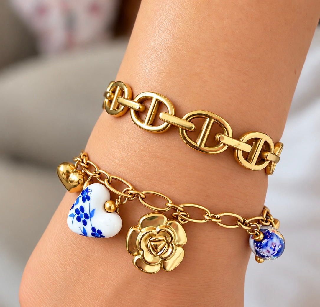 Athéna | Bracelet breloques en acier inoxydable