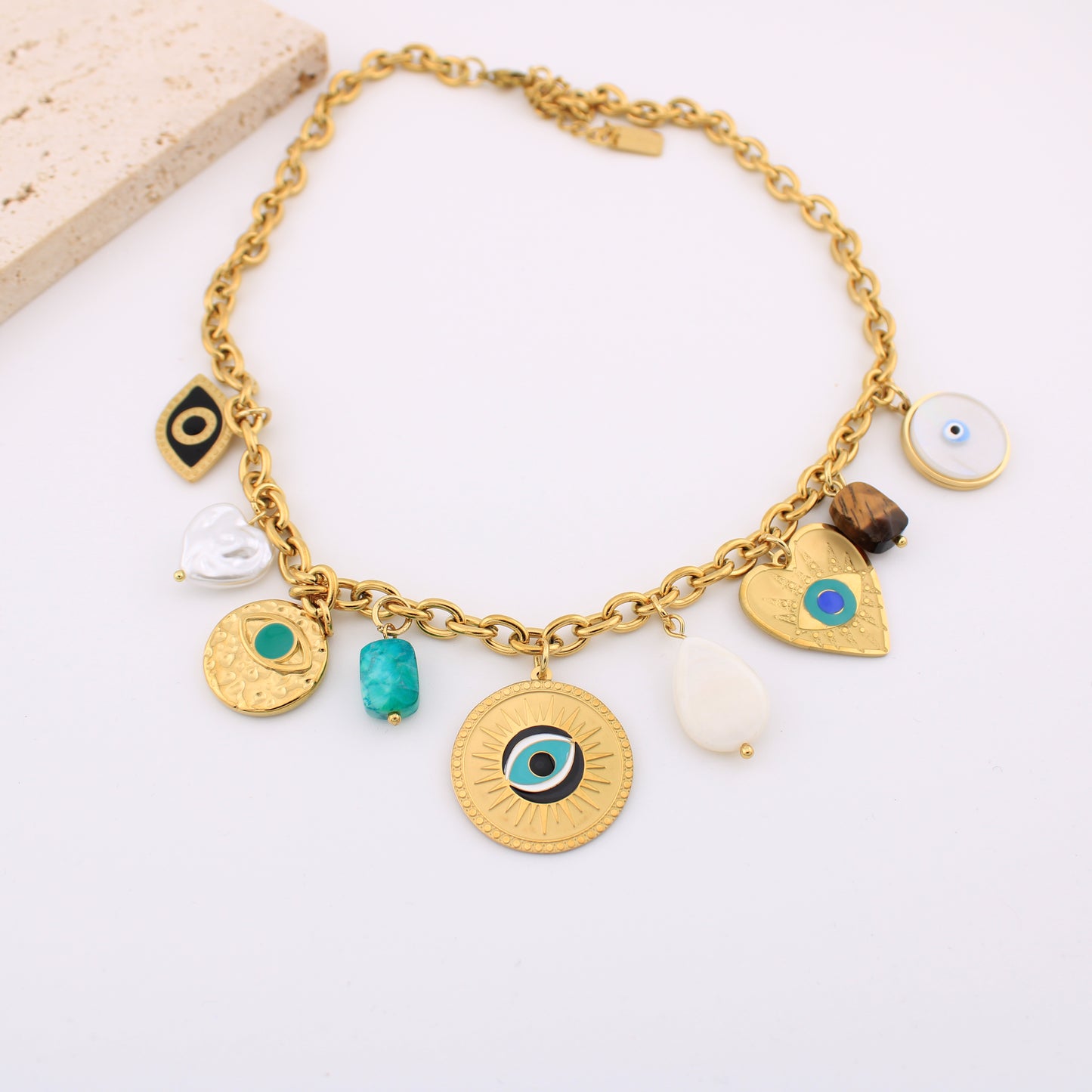 Collier charmes Naxos oeil protecteur