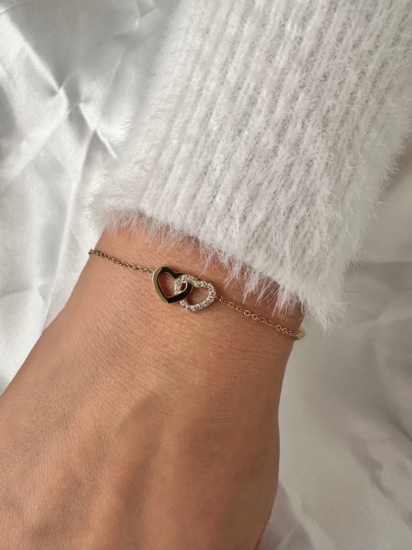 BRACELET DEUX COEURS doré