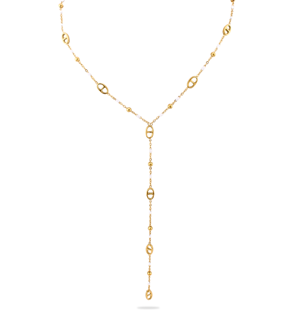 COLLIER Y Mia blanche doré