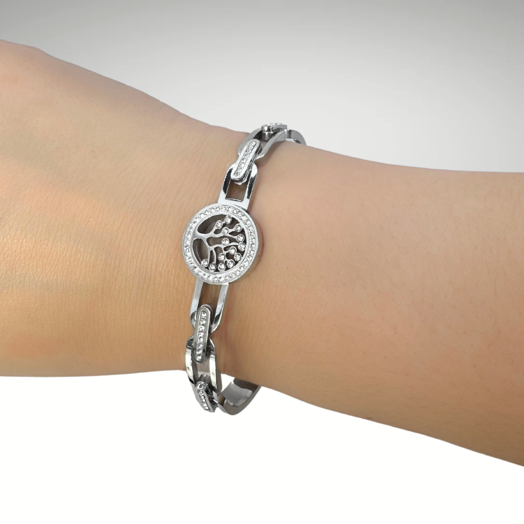 Bracelet jonc de luxe DAPHNÉ argenté