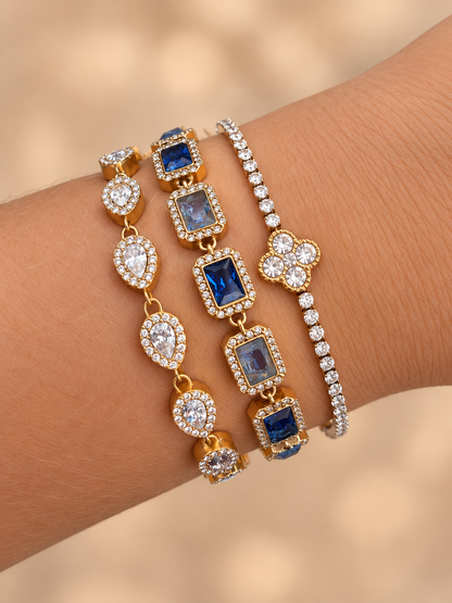 Blue | Bracelet cristaux bleus en acier inoxydable