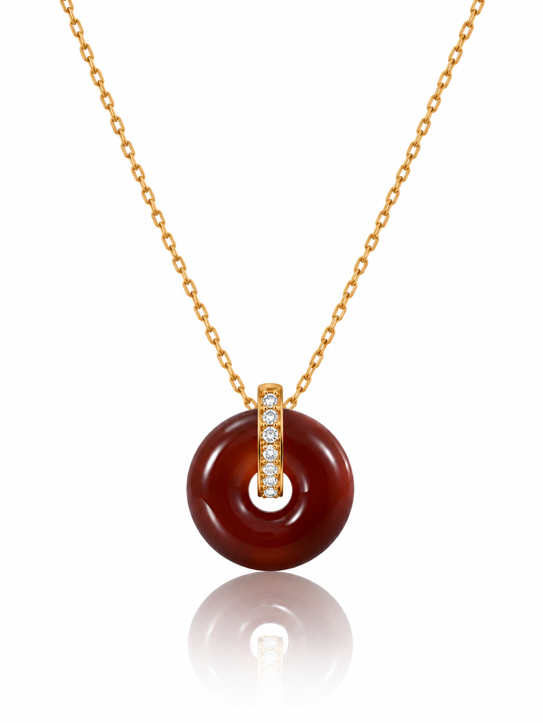 Sorelya | Collier pendentif rond marron en acier inoxydable
