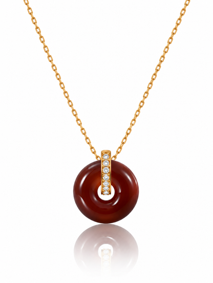 Sorelya | Collier pendentif rond marron en acier inoxydable