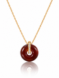 Sorelya | Collier pendentif rond marron en acier inoxydable