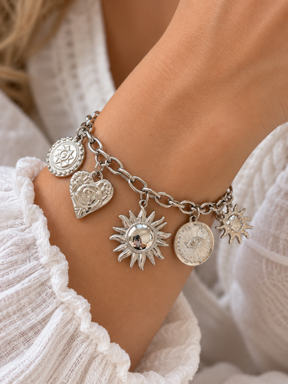Soleil | Bracelet breloques en acier inoxydable