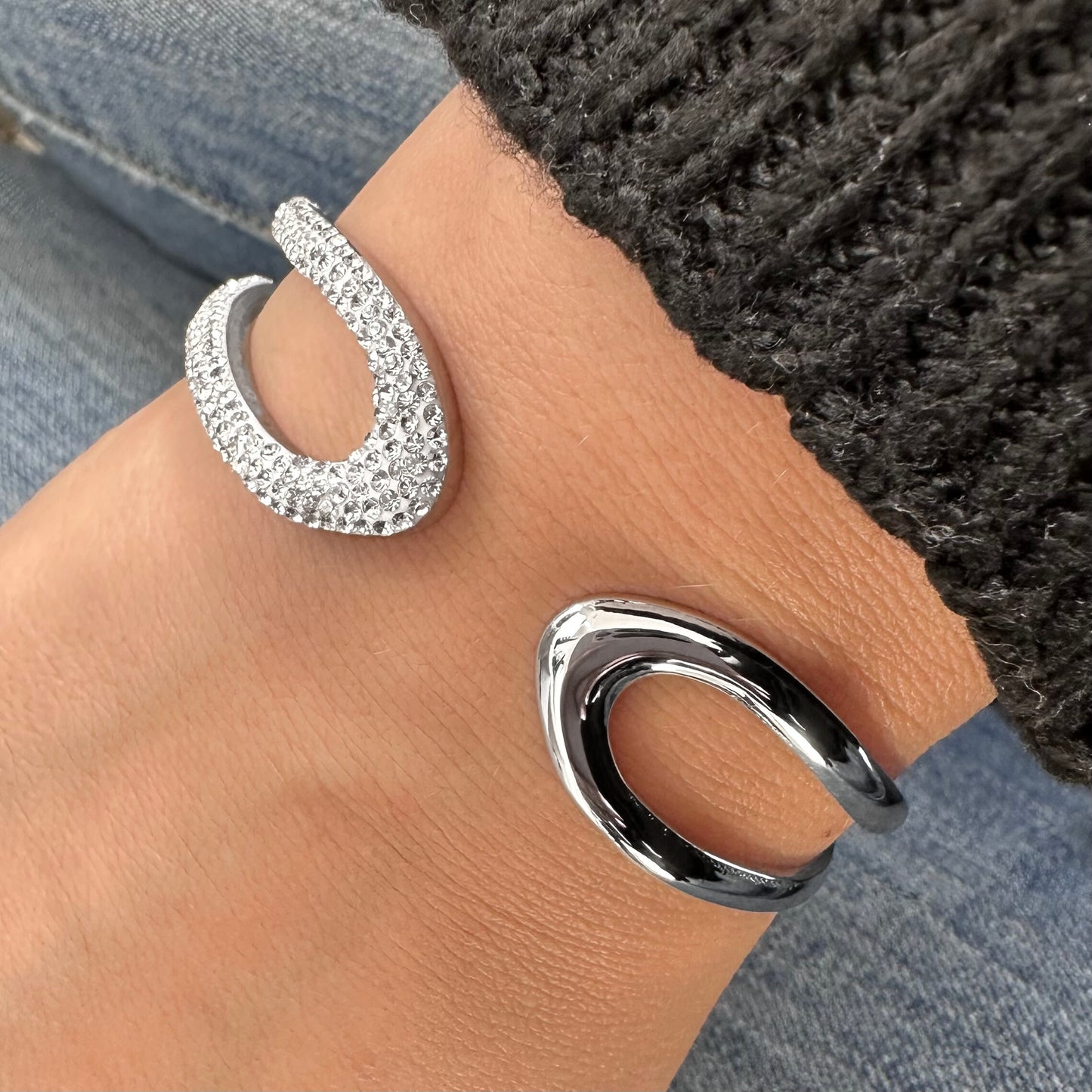 Bracelet jonc de luxe BROWALLIA argenté