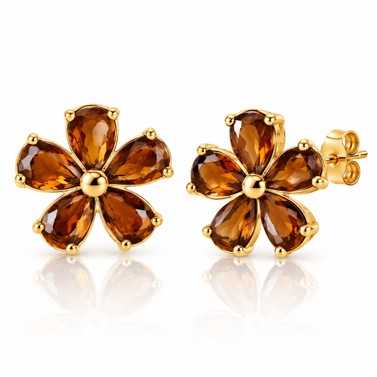 Ambrélys | Boucles d’oreilles petites fleurs marron en acier inoxydable