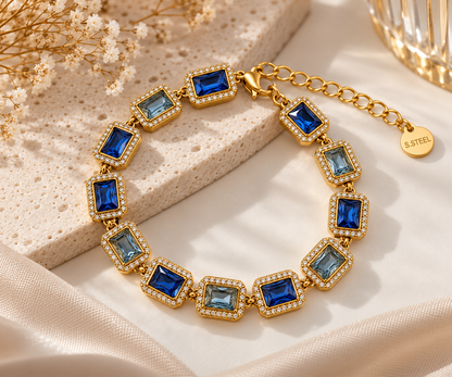 Blue | Bracelet cristaux bleus en acier inoxydable