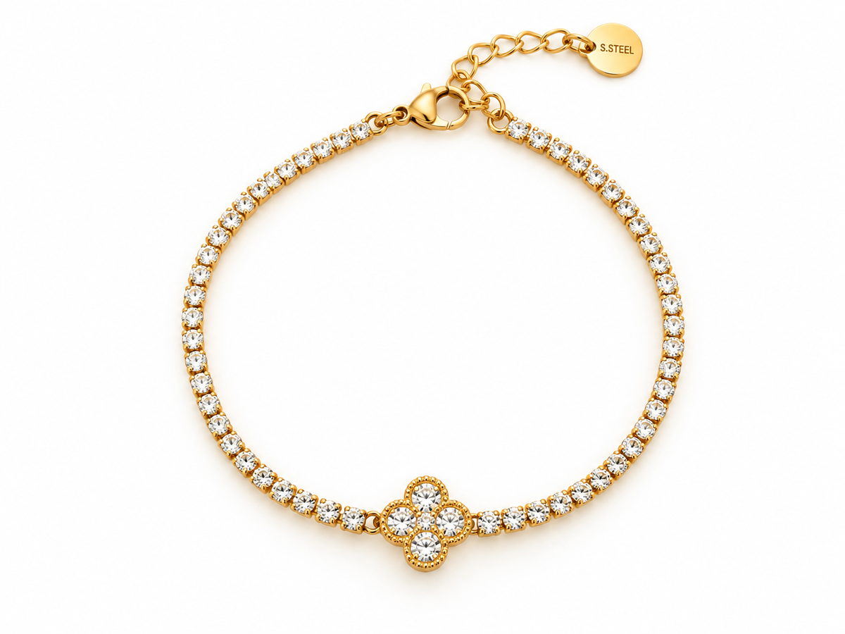 Alba | Bracelet fleur blanche en acier inoxydable