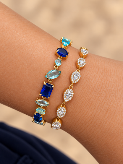 Saphira | Bracelet cristaux bleus en acier inoxydable
