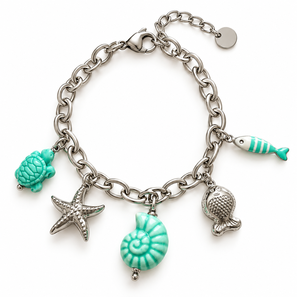Azur | Bracelet breloques en acier inoxydable