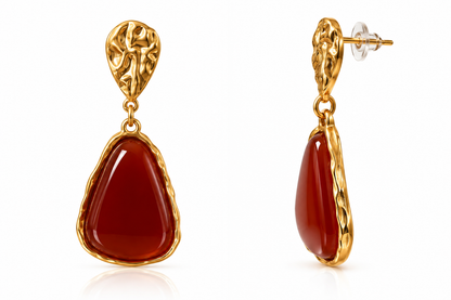Zélyra | Boucles d’oreilles pierres violettes et ambrées en acier inoxydable