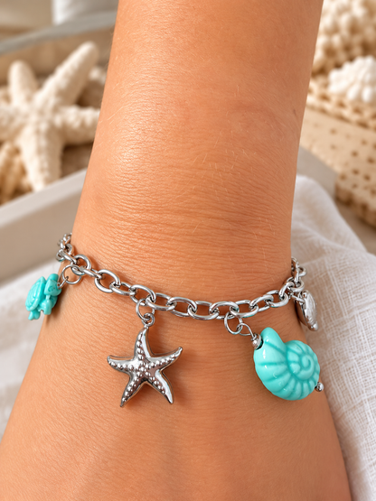 Azur | Bracelet breloques en acier inoxydable