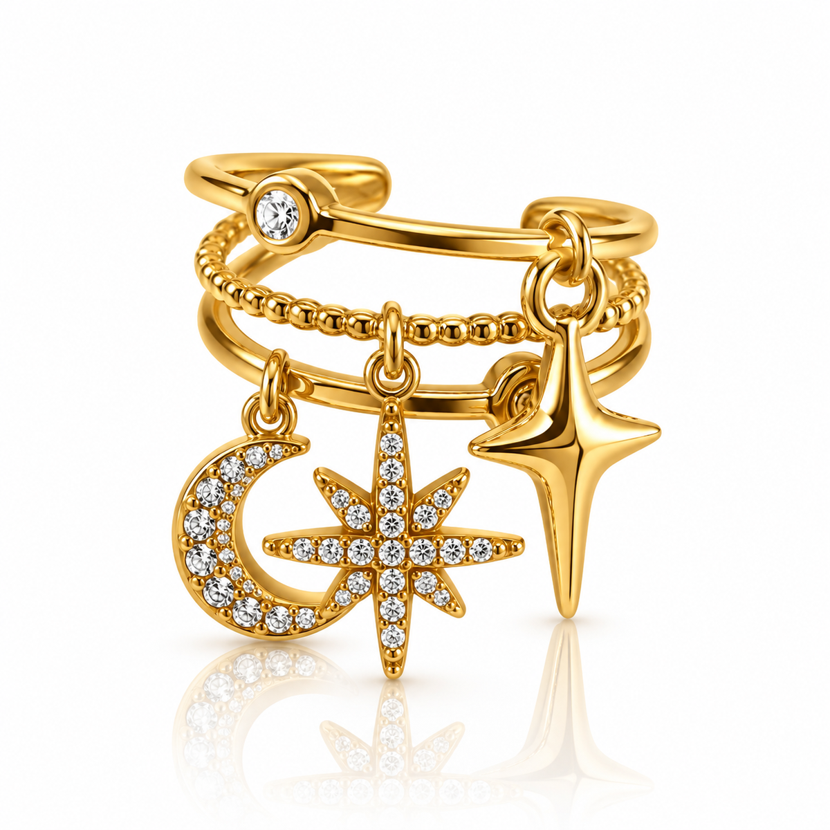 Star | Bague ajustable en acier inoxydable