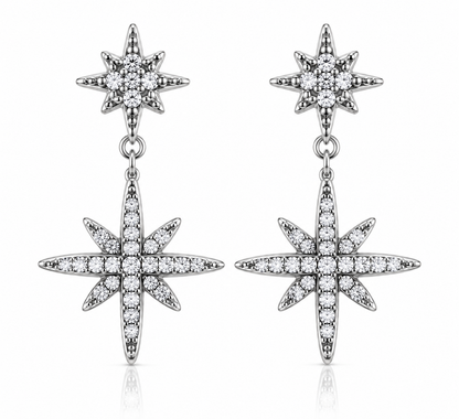 Céleste | Boucles d’oreilles étoiles scintillantes en acier inoxydable