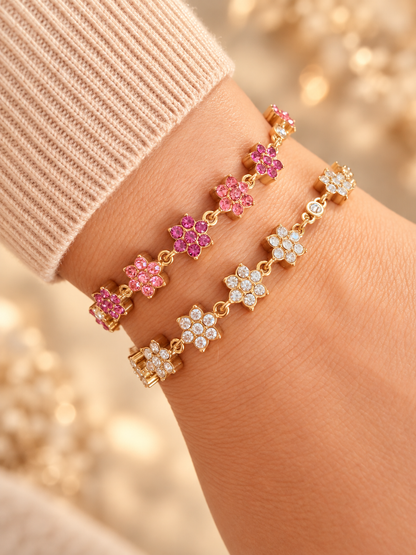 Amélys | Bracelet fleurs roses et fuchsia