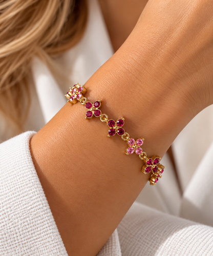 Rosalie | Bracelet fleurs en acier inoxydable