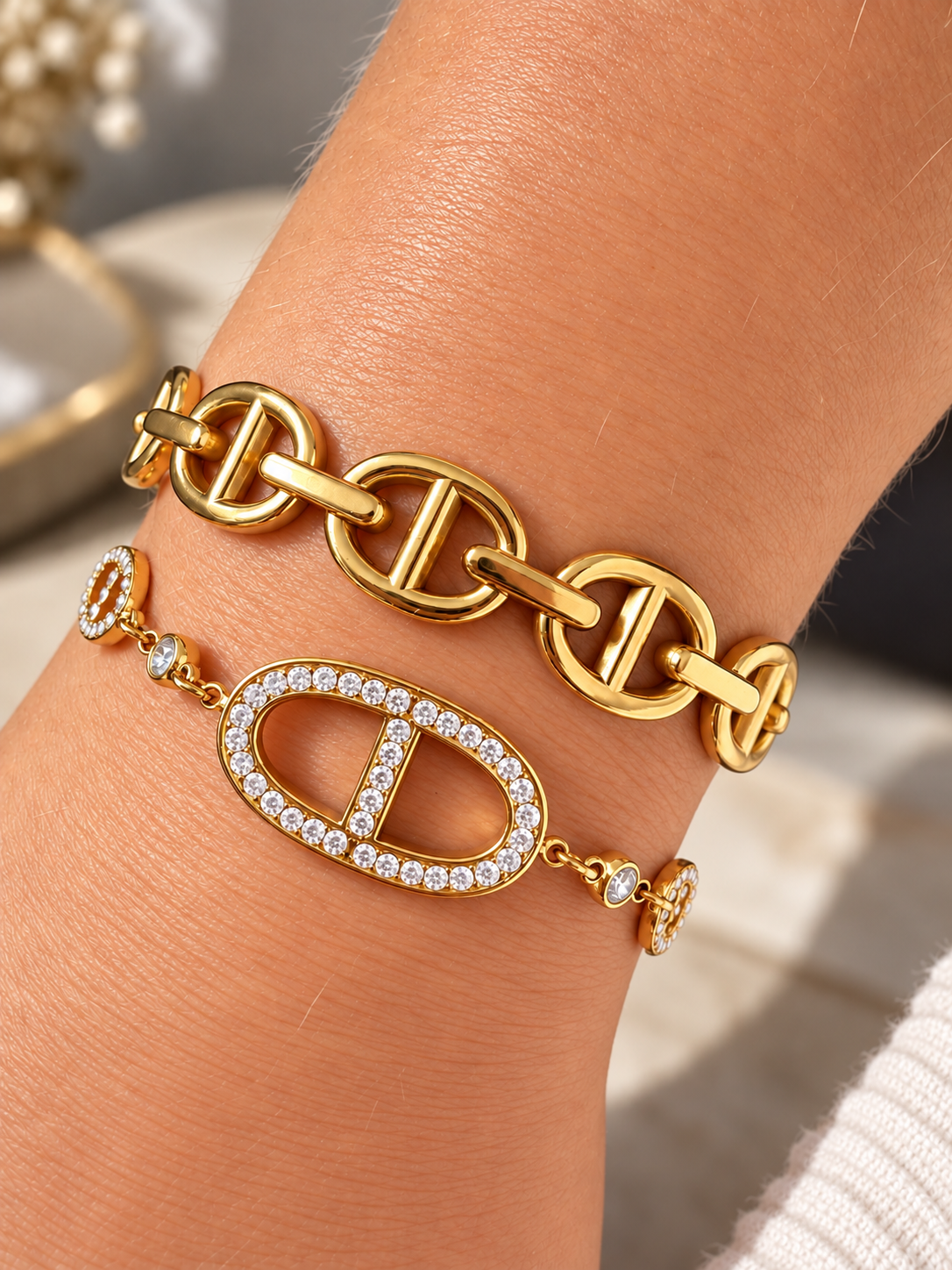 Ariana | Bracelet breloques maillon marin en acier inoxydable