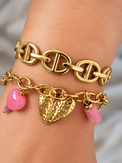 Rose | Bracelet breloques en acier inoxydable