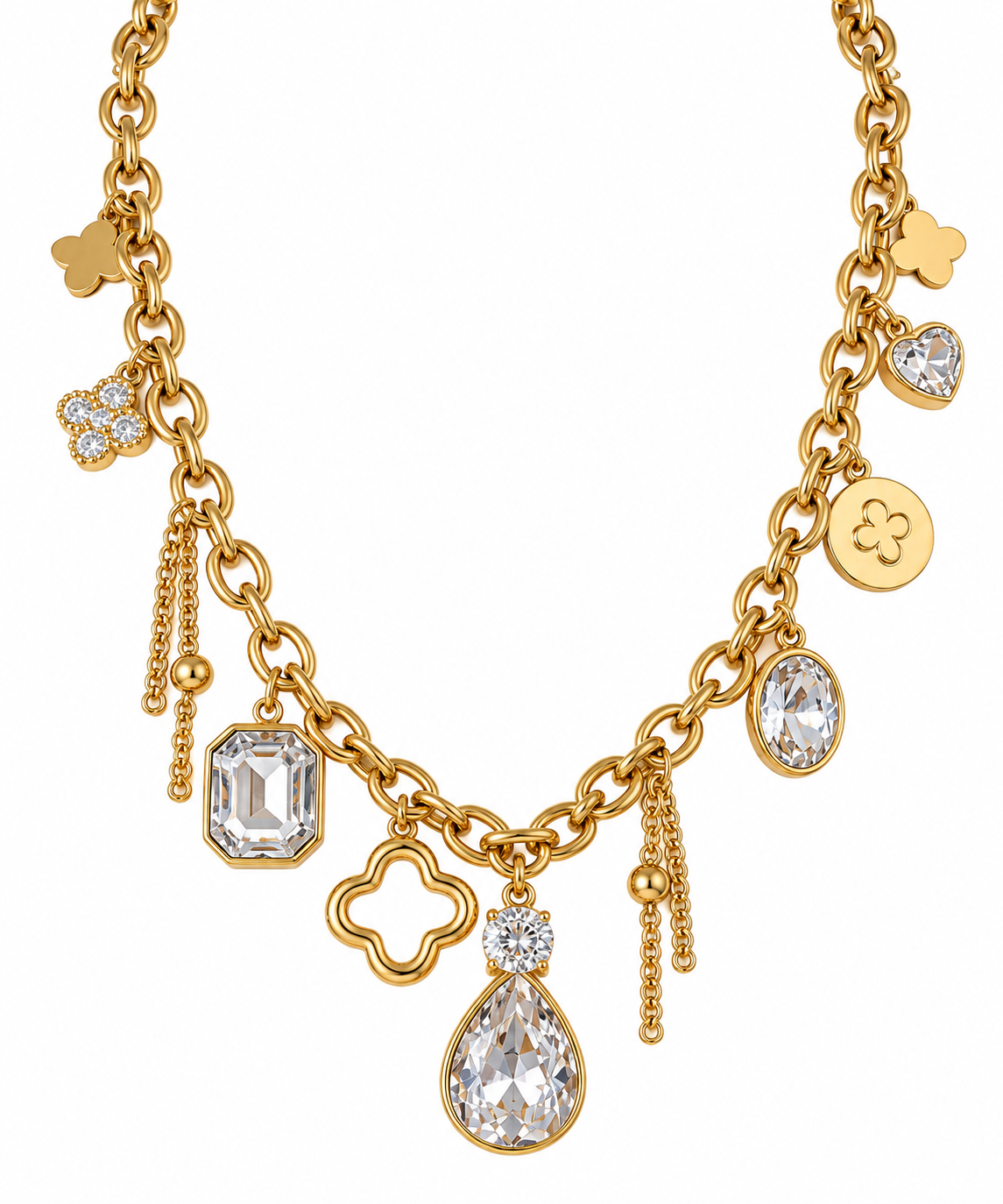 Théa | Collier breloques ovales en acier inoxydable