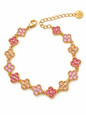 Rosalie | Bracelet fleurs rose en acier inoxydable