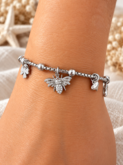 Miel | Bracelet breloques en acier inoxydable