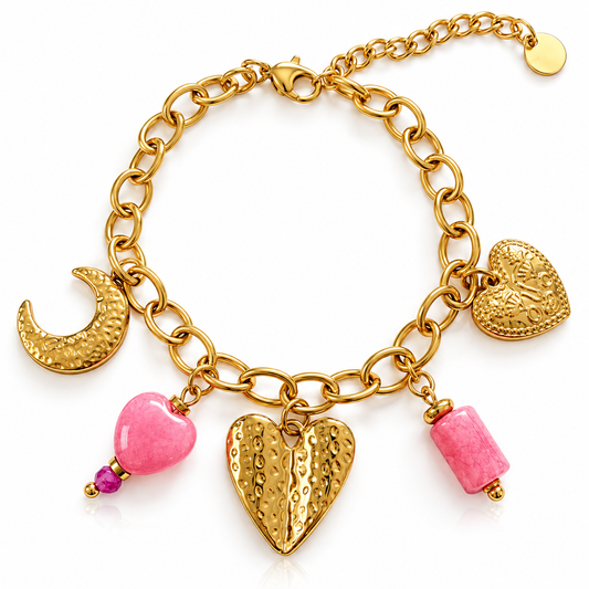 Rose | Bracelet breloques en acier inoxydable
