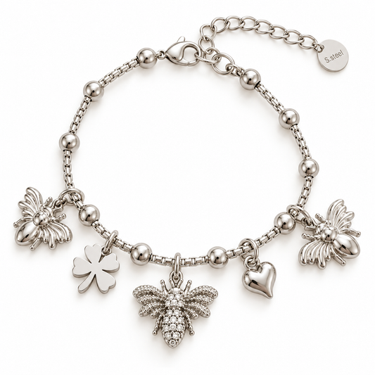 Miel | Bracelet breloques en acier inoxydable