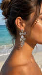 Floréa | Boucles d’oreilles pendantes fleurs en acier inoxydable
