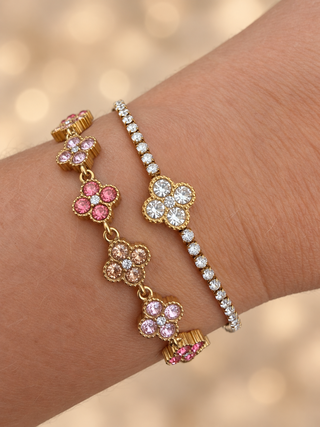 Alba | Bracelet fleur blanche en acier inoxydable