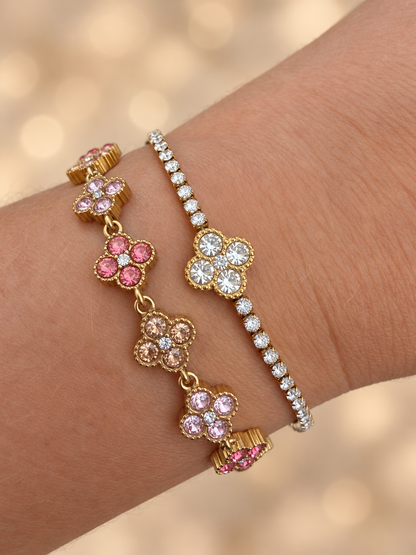 Alba | Bracelet fleur blanche en acier inoxydable