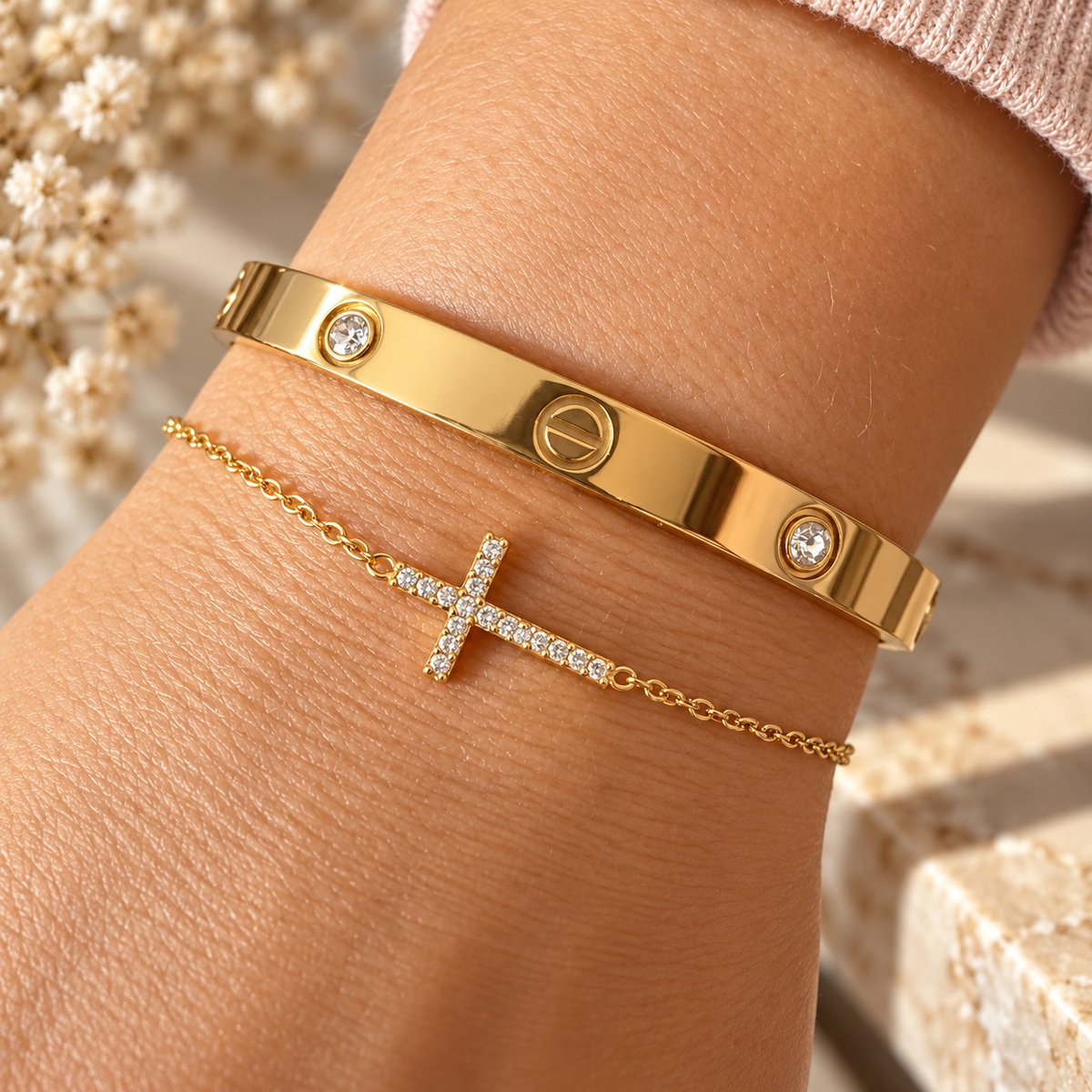 Croix| bracelet en acier inoxydable