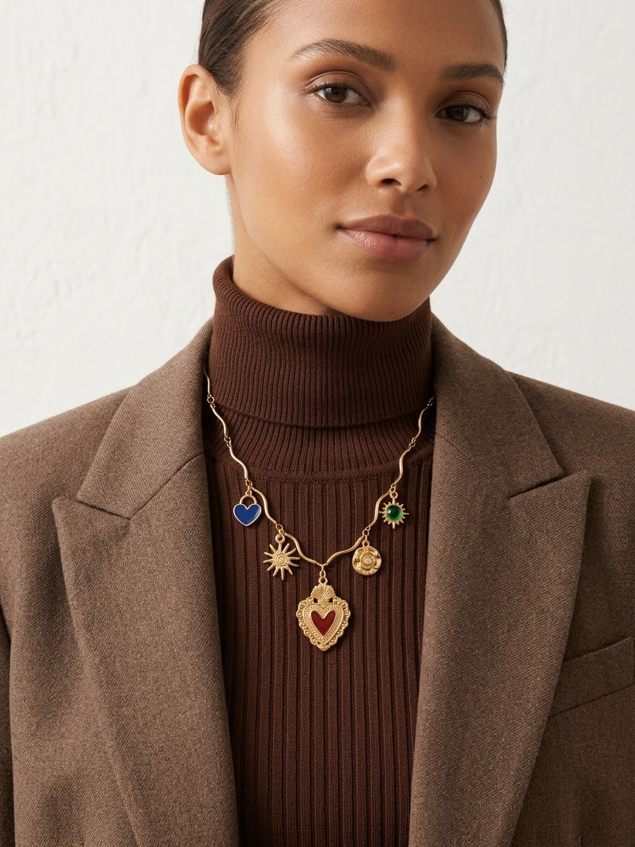 Romane | Collier cœur en acier inoxydable