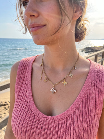 Dahlia | Collier floral en acier inoxydable