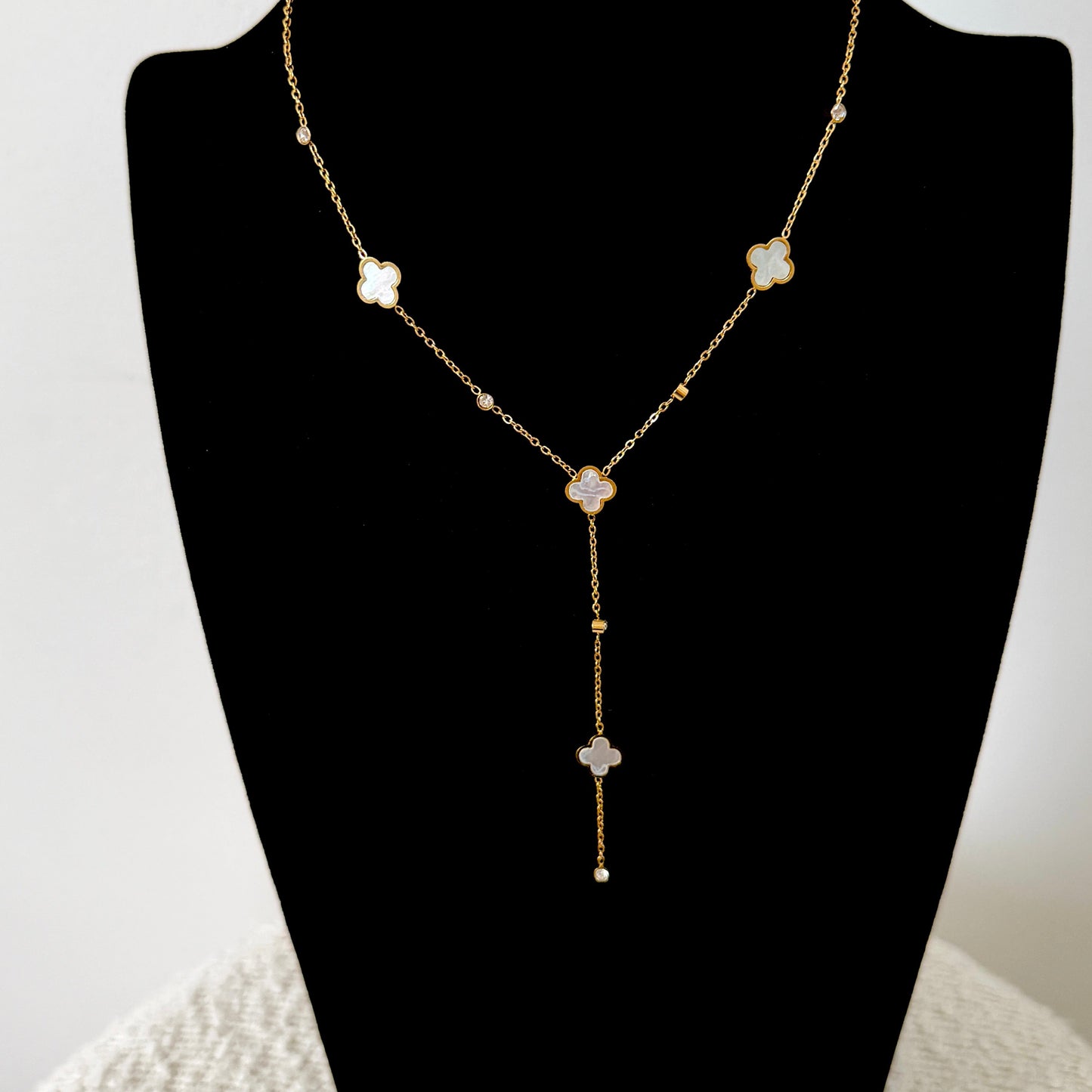 COLLIER Y Sarah nacré doré