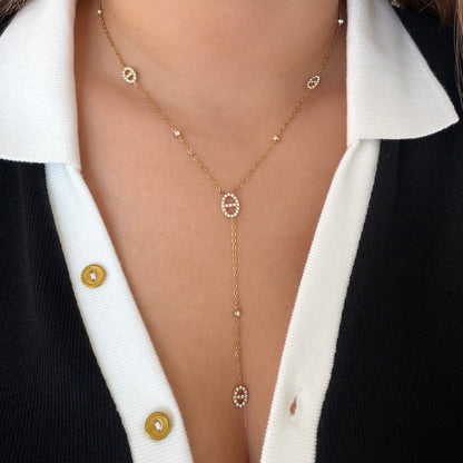 COLLIER Y Mia cristaux doré