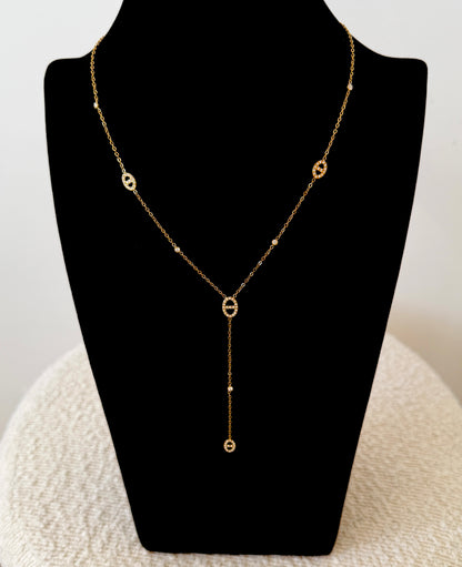 COLLIER Y Mia cristaux doré