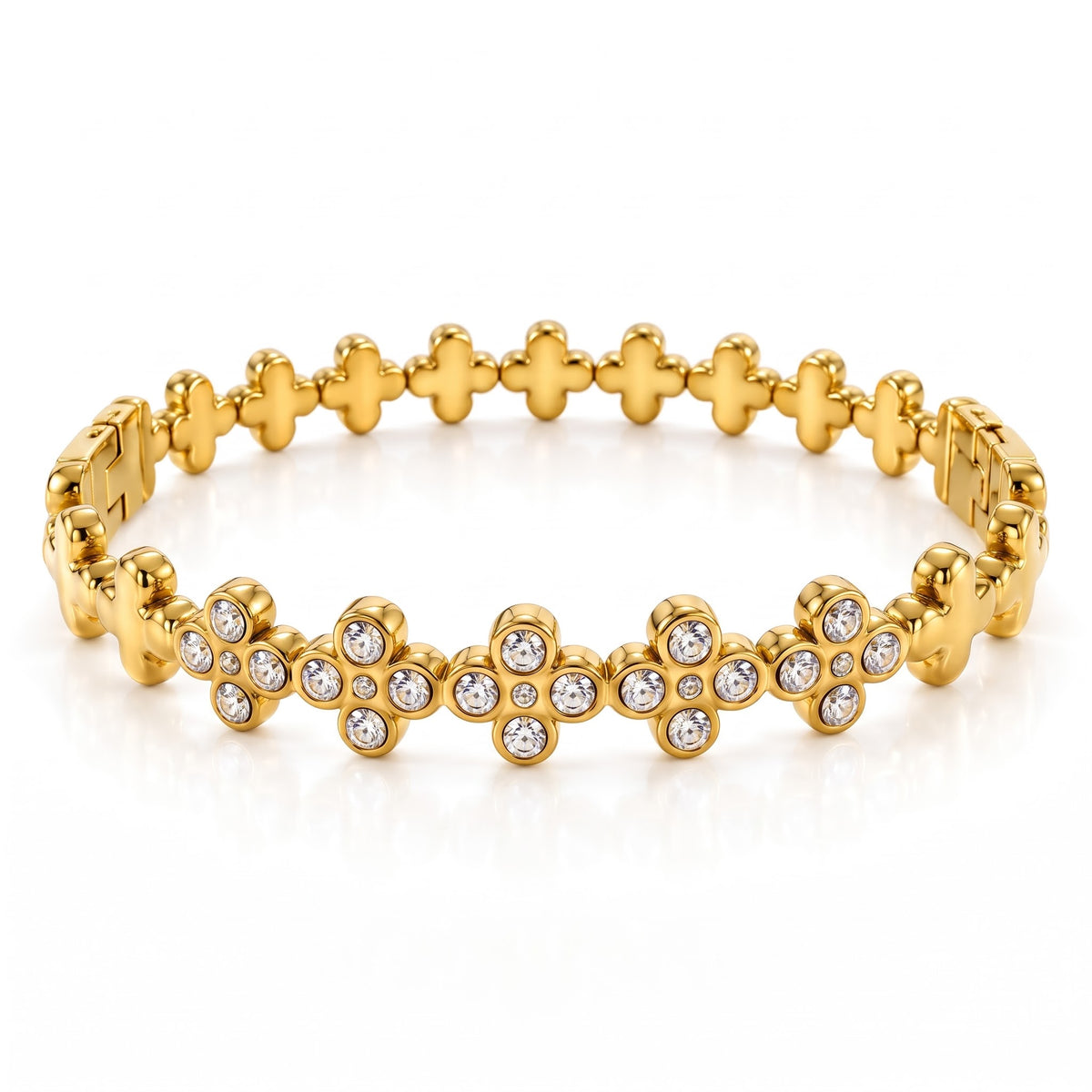 Flavie | Bracelet fleurs scintillantes en acier inoxydable