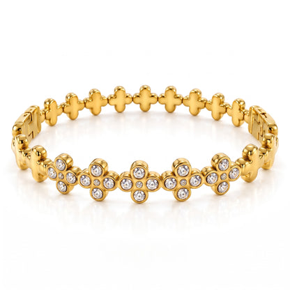 Flavie | Bracelet fleurs scintillantes en acier inoxydable