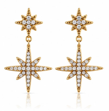 Céleste | Boucles d’oreilles étoiles scintillantes en acier inoxydable